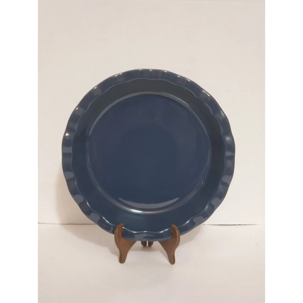 Target Threshold Pie Deep Dish Navy Blue Scalloped Ruffled 10.5